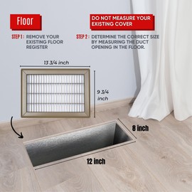 Fits 8x12 and 12x8 Duct Opening | Return Air Floor Grille by Handua | Walkable Vent Cover Grill for Floor | Brown | Heavy Duty Fixed Blades | Outer Dimensions: 9.75"W X 13.75"H