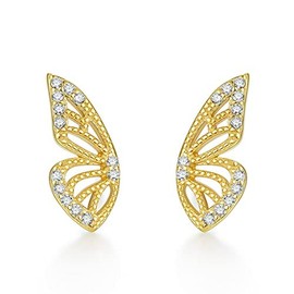 Ohrstecker 925 Sterling Silber Mädchen, Ohrringe Gold Ohrschmuck mit Zirkonia Schmetterling Kommt in Schmuck Geschenk Box (Gold Schmetterling)