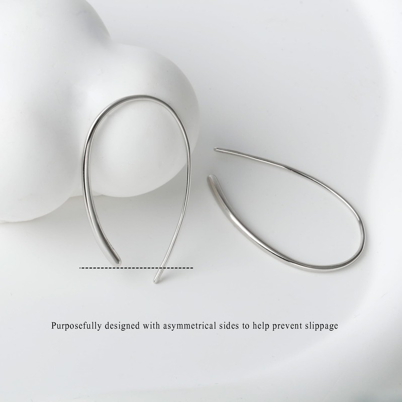 Threader Earrings 925 Sterling Silver Pull Through Hoops Drop Dangle