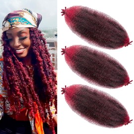 Springy Afro Twist Hair Pre Fluffed Marley Twist Braiding Hair Spring Twist Hair Wrap Hair for Soft Locs Hair Extensions (1B/Bug, 24 Inch (Pack of 3))