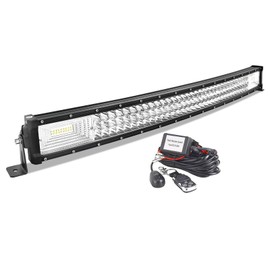 Willpower Curved 32 inch 405W Car Led Light Bar with 12V Strobe Remote Control Wiring Harness Cable Kit 6000K Flood Spot Beam Tri Row Driving Work Lamp for Jeep Off Road Truck SUV 4x4