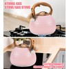 Foedo 3.2Qt Stainless Steel Whistling Tea Kettle Stovetop, Pink
