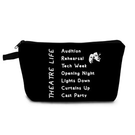 YULUENZE Theatre Life Makeup Bag Drama Theater Small Organizer Pouch with Zipper Broadway Comedy Tragedy Mask Cosmetic Bag Theatre Drama Bag Present for Drama Actor Actress Women Friends
