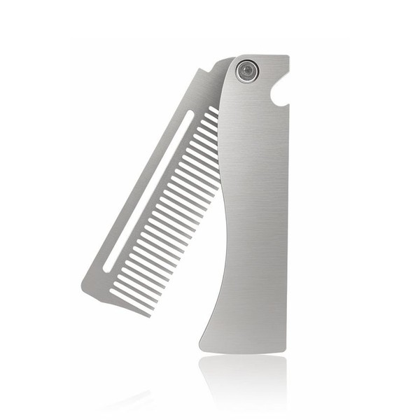 Metal Beard Comb for Men,Foldable Fine Tooth Pocket Mustache and
