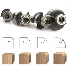 Sinoprotools Rounding Cutter 8 mm Shank Standard Radius Cutter Set with Ball Bearing Rounding Cutter for Edge Milling / Milling Table 4 Pieces