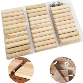 CESFONJER 0.4 inch (10 mm) Dowel Kit, 63 Wooden Dowels, 2 Dowel Markers, 1 Drill Bit Depth Stop Color, Hex Wrench, Furniture Joint Connecting Dowel Joint
