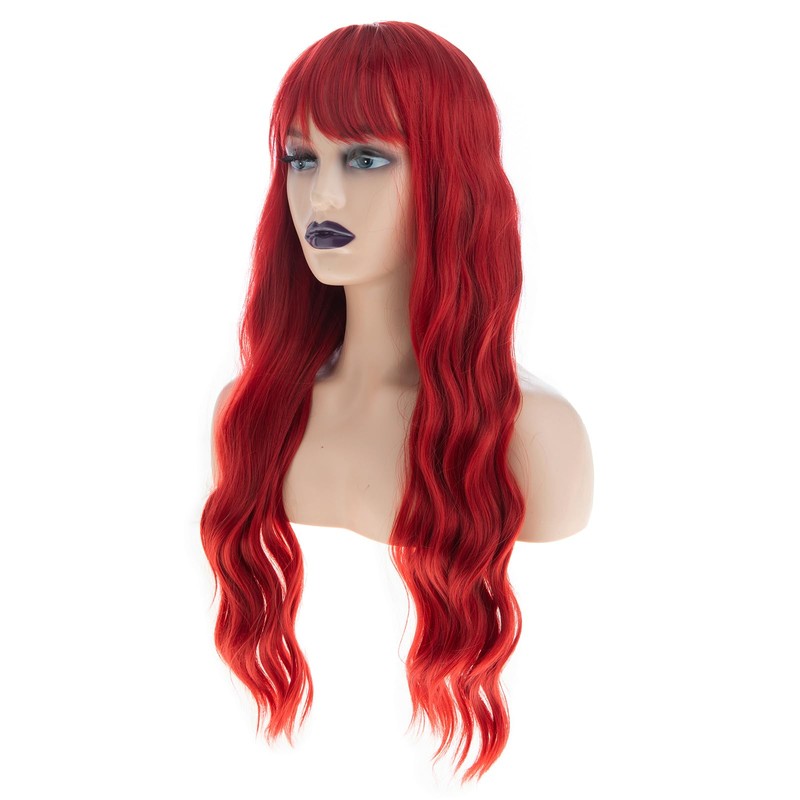 Dsimeig Long Wavy Red Wigs for Women Synthetic Halloween Cosplay