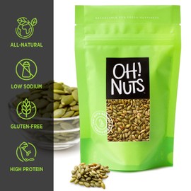 Oh! Nuts Roasted Unsalted Pumpkin Seeds -2lb | No Shell Pepitas Great for Healthy Snacking or Smoothie & Salad Toppings-32oz in Resealable Bulk Bag