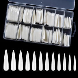 KADS 3XL Extra Long Nail Tips Fake Nails Tips Clear Nature for Acrylic Nails, Full Half Cover Flat Tapered Square Nail Tips (10)