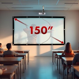 Maclean Portable Projection Screen Polyester Screen with 25 mm Black Border, 179° Viewing Angle and Easy Assembly (150 Inches, 300 x 220 cm, 4:3)