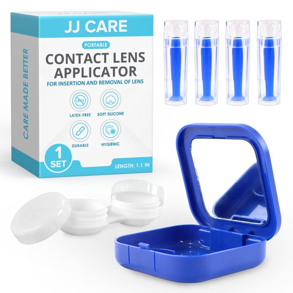 JJ CARE Contact Lens Applicator - Pack of 4 Contact Lens Remover Suction Tool for Hard Lenses, Silicone Rubber Eye Contact Plunger for Hard Contacts, Contact Removal Tool for Permeable Gas Lenses