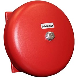 Wheelock 43T-G6-24-R Indoor/Outdoor 43T Vibrating Bell, Red Housing Color, 6" Shell Size in 24V AC, 86 dBA Sound Level, High Sound Output with Low Current Draw, Aluminum with Textured Enamel Finish