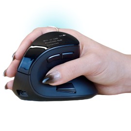 Ergodriven Om Handshake Vertical Mouse | Wireless Ergonomic Mouse | Rechargeable | Silent Click Micro-Force Switches | OLED Screen | Reduces Tension and Fatigue | Compatible with PC and Mac
