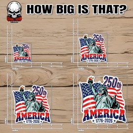 250th Anniversary Sticker or Magnet Decal 250 Years Anniversary 1776 2026 Statue of Liberty American Independence Day Waterproof Vinyl Sticker for Water Bottle Car Bumper Fridge Laptop