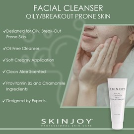 Skinjoy Facial Cleanser for Oily and Break-Out Prone Skin, Gentle Face Wash, Makeup Remover, Gluten-Free, Paraben-Free, Sulfate-Free - 4 fl oz