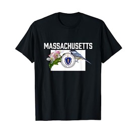 Massachusetts US State Flag With State Bird & Flower T-Shirt