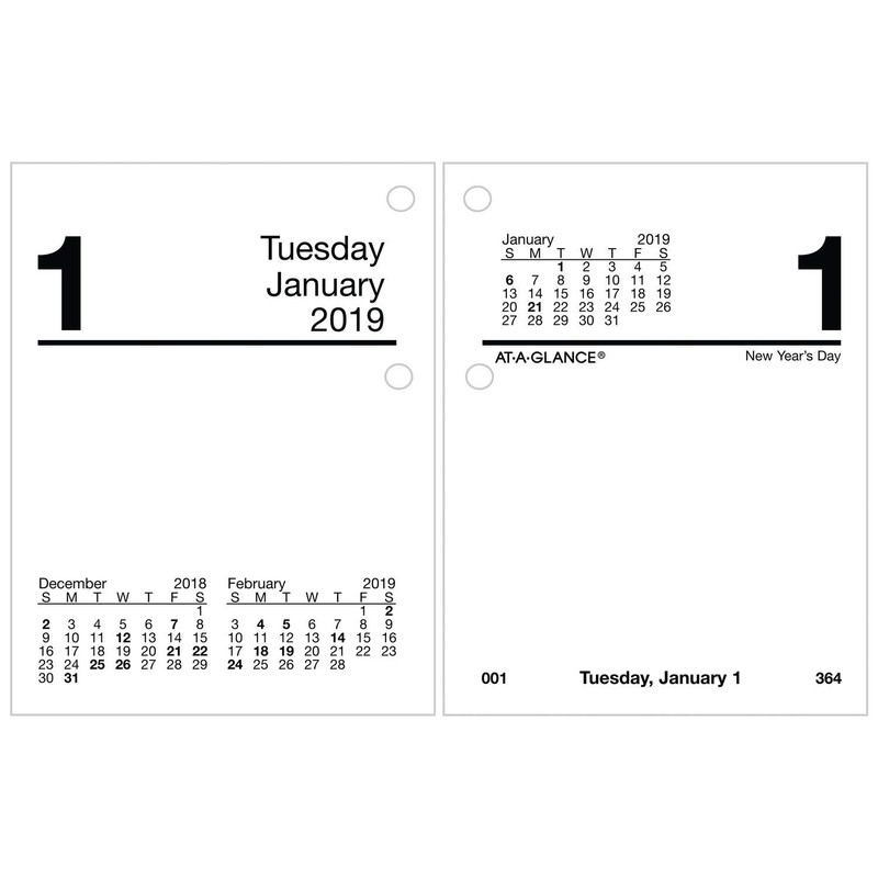 AT-A-GLANCE Daily Desk Calendar Refill, January 2019 - December 2019,