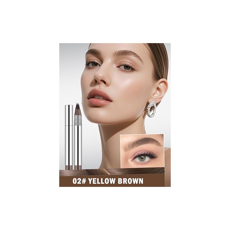 Erinde Lápiz de Cejas Líquido con Efecto Microblading,02 Brown Fórmula