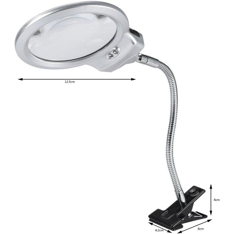 Lupa LED de Mesa con Cuello Flexible y Doble Aumento