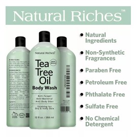 Natural Riches Aceite De Té Antifúngico Para El Cuerpo, Jabón Antibacterian