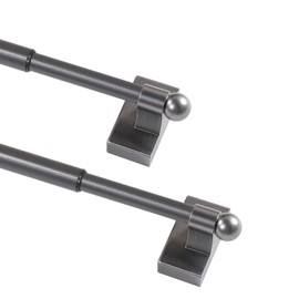 Magnetic Curtain Rods for Metal Doors Multi-Use Curtain Rods for Small Windows Cafe Sidelight and Iron Steel Places, 1/2 Inch Diameter, Tool Free (2 Pack, Adjust from 9 to 16 Inch, Pewter)