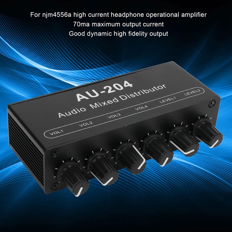 Stereo Audio Splitter Box Mini Preamplifier Headphone Amplifier 2 Way