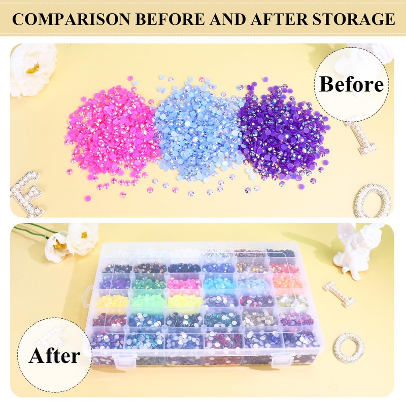 1 Pack 36 Grids Plastic Organizer Container with Adjustable Dividers,