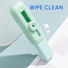 M&G 4+1 Pack Sliding Retractable Pencil Eraser, Soft Green Color Cute Push Pull Eraser with Plastic Sleeve and 4 Refill Eraser for Students Kids, School Office Home Supplies (Green)