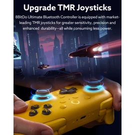 8Bitdo Ultimate 2 Bluetooth Controller (TMR Joystick Update), RGB Fire Ring, Switchable Hall Effect/Tactile Triggers, Vibration and Motion Control for Switch/Switch 2, Windows PC (Lemon Yellow)