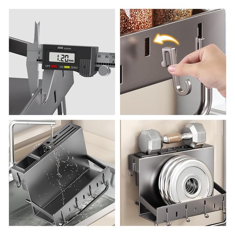 Multifunctional Wall-Mounted Knife Holder Kitchen Utensils Holder Spice Storage Organizer