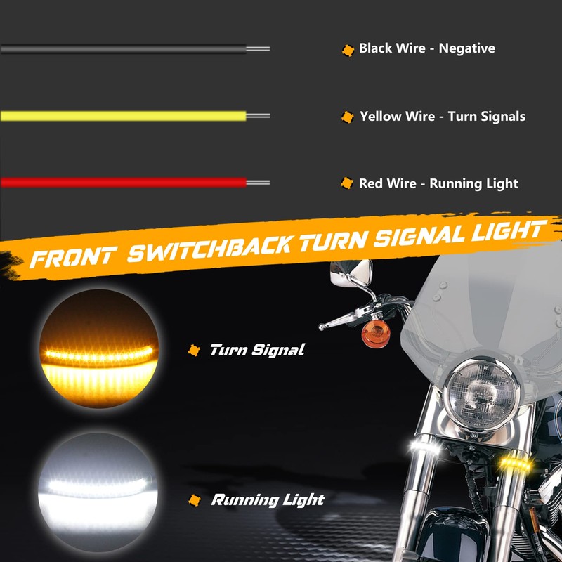 QUASCO Front Rear Motorcycle Led Turn Signals, Universal White Amber