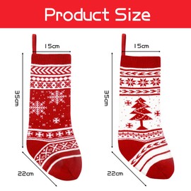 Christmas Stockings, Santa Stockings, 2, 46 cm, Large Knitted Christmas Stocking, Santa Boots for Filling, Christmas Socks, Hanging Fireplace, Christmas Tree Christmas Decoration (Snowflake Christmas