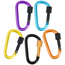 com-four® 5 x Carabiner Small – Carabiner Hook with Screw Lock – Safety Carabiner – Key Ring – 7.5 cm (Pack of 05 – Colourful)