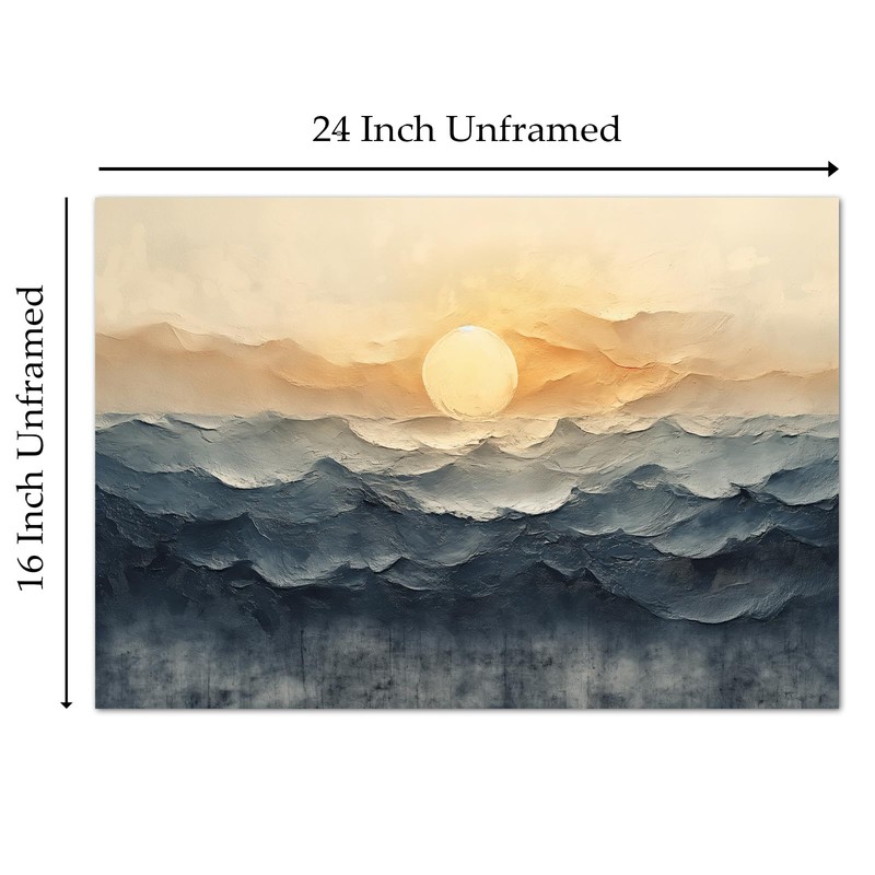 Abstract Boho Sun Sunrise Sunset Wall Art Canvas Mid Century