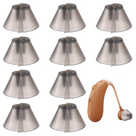 BOHUIZ 10 Pcs Hearing Aid Domes, Dark Gray Tulip Domes Hearing Aid Fit Standard Receiver Split Ear Rub Piece Aid Ear Tips Replacement for Open Air Aid Wax Guards Accessories
