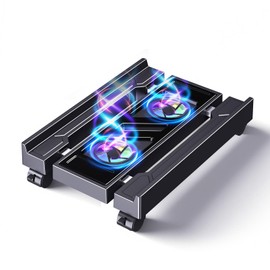 Hovadova Computer Tower Stand with Dual Cooling Fans, Fits Most PC