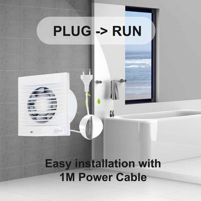 EINTTAX 4 Inch Wall Mount Bathroom Exhaust Fan, Plug in