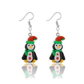 Miniblings Penguin Earrings Christmas Santa Claus Bird Antarctic South Pole - Handmade Fashion Jewellery I Earrings Silver Plated, Cotton