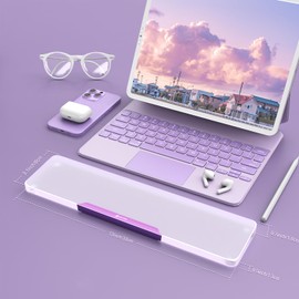 Acrylic Gaming Keyboard Wrist Rest,Clear Ergonomic Palm Rest with Anti-Slip Base,Customized Metal CNC Aluminum Alloy Logo for Compact 60% Computer Keyboard,Office,Home,Laptop,Mac,Easy Typing-Purple