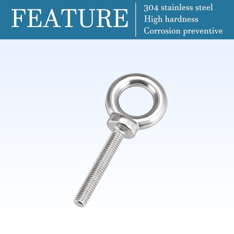 QUARKZMAN Pack of 2 M8 x 50 mm Eye Bolts