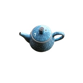 Handmade Ge Kiln "Fu" Crackle Glaze Teapot - 260ml UNESCO Heritage Ceramic, Collector's Artisan Teapot with Fortune Design, Hand Wash Recommended