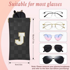 HIGH FIT eyeglasses bag Soft Glasses bag, Portable Squeeze Top Initial Sunglasses Case Travel for Women Girls (A, Black)