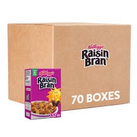 Kellogg's Raisin Bran Breakfast Cereal, Fiber Cereal, Made with Real Fruit, Original (70 boxes)