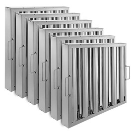 GarveeTech Commercial Hood Filters 19.5" W x 24.5" L Inch, Stainless Steel 6 Grooves Range Hood Filter for Kitchen Exhaust Hoods
