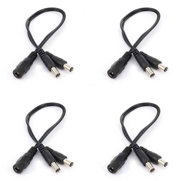 LOYELEY 4pcs DC Power Cable 2 Splitter Cable 5.5mm Outer