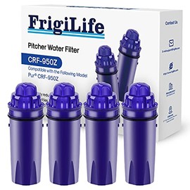 FrigiLife CRF-950Z Pitcher Water Filter Replacement with Pur CRF950Z, DS-1800Z, PPT700W, CR-1100C, PPT711W, CR-6000C, PPT710W, PPF900Z, Compatible with more PUR Pitchers Dispensers, 4PACK