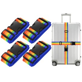 PUWOWYE Pack of 4 Suitcase Straps, Suitcase Strap Eye-catching, Luggage Strap Adjustable, Suitcase Straps Colourful