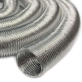 Electriduct 9mm / 0.35" Thermal Sleeve Heat Shield Fiberglass Aluminum Foil Corrugated Conduit High Temperature Protection for Hoses, Wire Harnesses, Cables, Automotive, Exhaust - 10 Feet - Silver