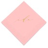 Weddingstar 3-Ply Gold Foil Cocktail Napkins Classic Pink - I