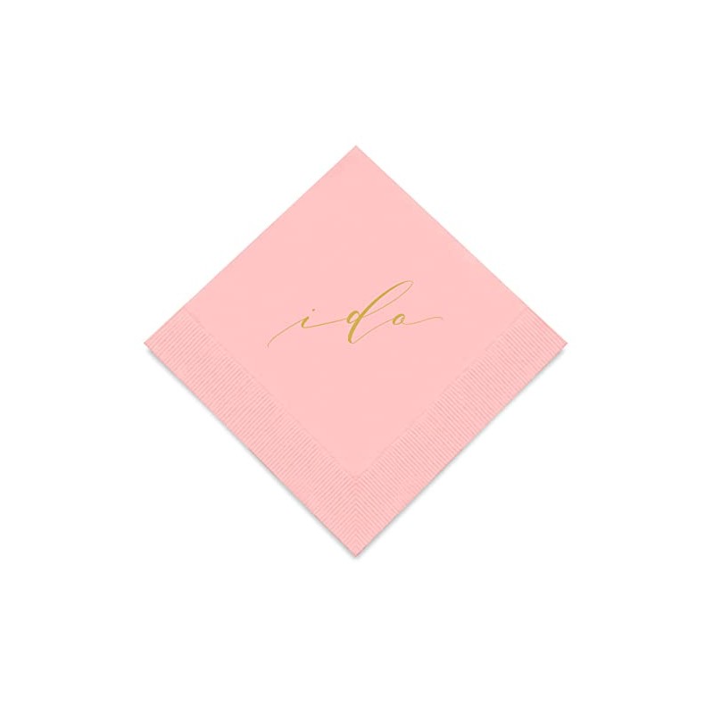 Weddingstar 3-Ply Gold Foil Cocktail Napkins Classic Pink - I